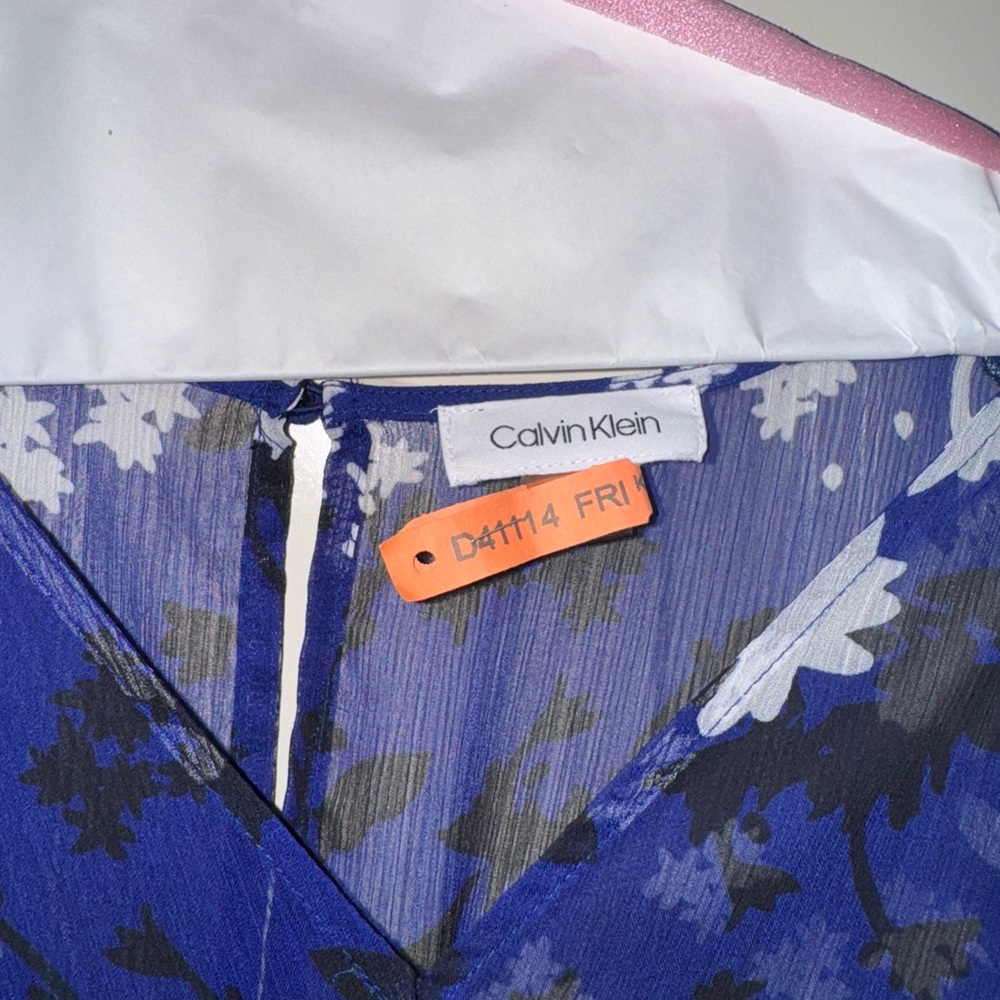Calvin Klein Navy and White Floral Dress